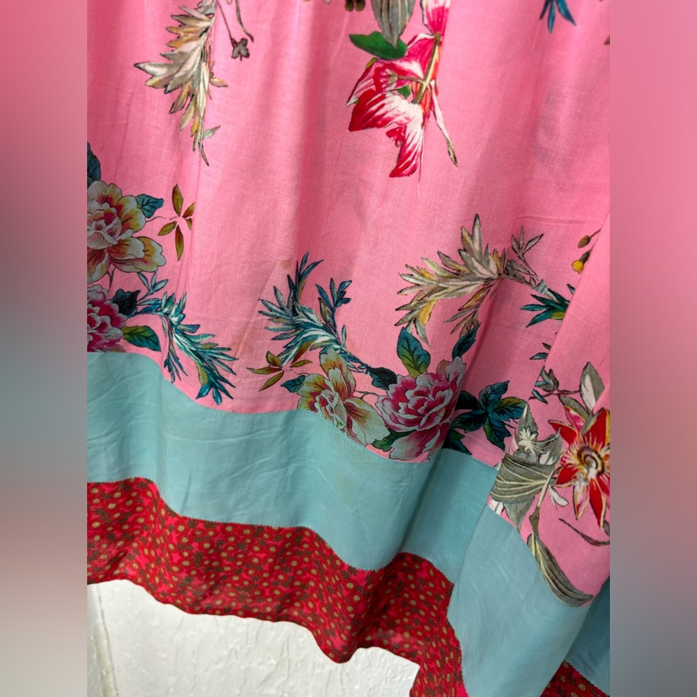Johnny Was Malakye Pink & Red Long Sleeve Cover-Up Floral Dress Size Medium - Picture 8 of 9